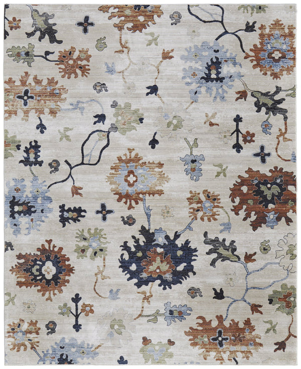 Feizy Rugs Melrose Area Rug - Turkish-made Floral Design In Serene Blues And Earthy Taupes For Elegant Living Ivory,Red,Blue Polypropylene,Polyester,Viscose Mel39p1fivymltp00