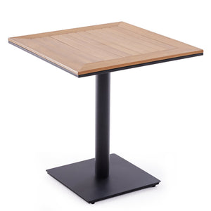 English Elm Patio Square Outdoor Table with Wood-Look Plastic Top, Khaki, Weatherproof Powder-Coated Steel Legs T3623P409869