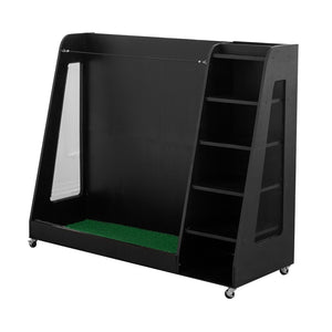 English Elm Gray Wooden Golf Organizer Rack with Drawers for Garage Club Bag Shoe Storage Black W1422P296367