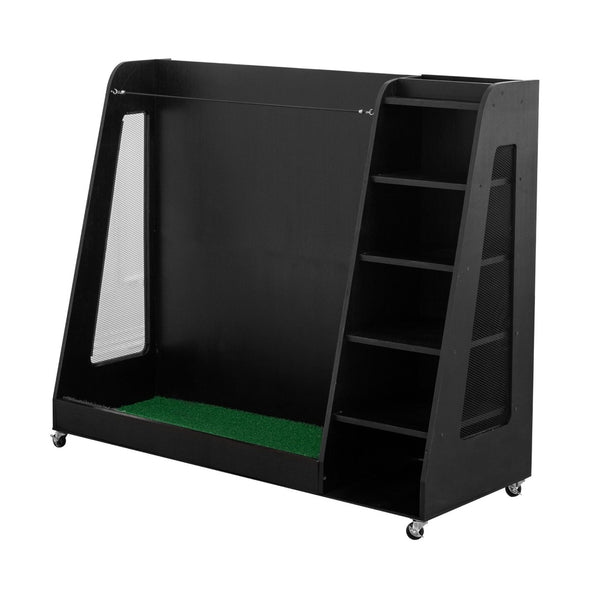 English Elm Gray Wooden Golf Organizer Rack with Drawers for Garage Club Bag Shoe Storage Black W1422P296367
