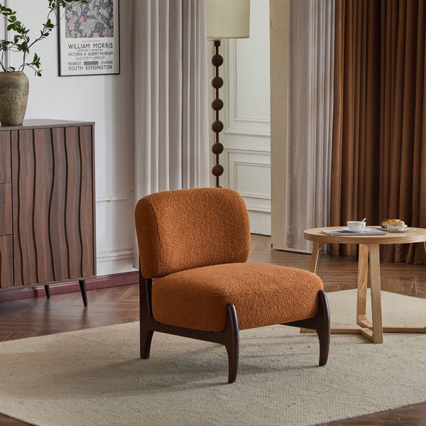 English Elm Christopher Knight Home® - 25.5" Boucle Lounge Chair with Solid Wood Frame, Plush Textured Upholstery and Modern Minimalist Style Orange N767P256376D