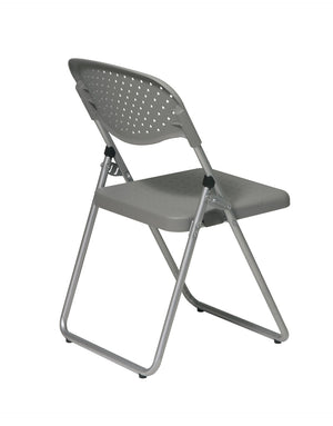 OSP Home Furnishings Folding Chair with Ventilated Contoured Seat Steel Frame for Events and Meetings Grey FC8000NS-2