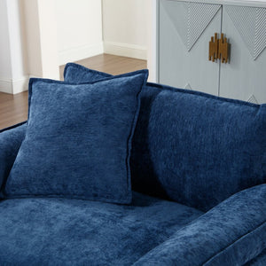 English Elm 44.5" Oversized Club Chair with Ottoman Chenille Upholstered Solid Wood Reading Seat Blue W3244S00006