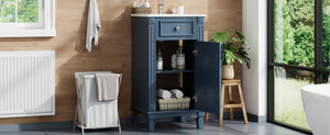 English Elm 18-inch French Country Freestanding Bathroom Vanity Rubberwood Cabinet with Ceramic Sink Blue N710P371187C