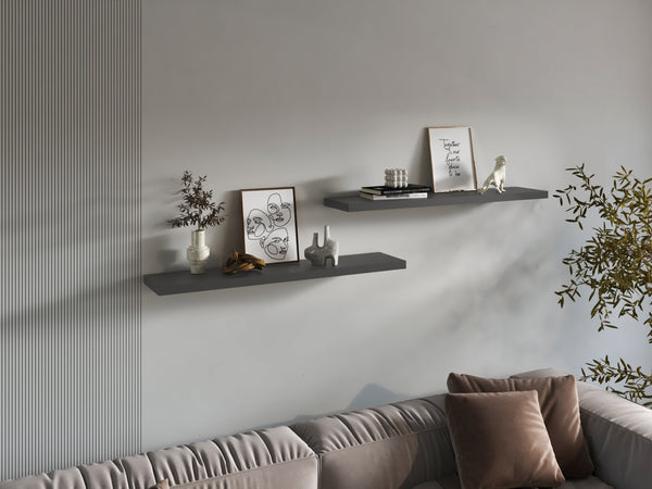 English Elm Floating Shelves – Modern Matte Gray Design For Stylish Storage & Display In Any Room Or Office Space B097P250911