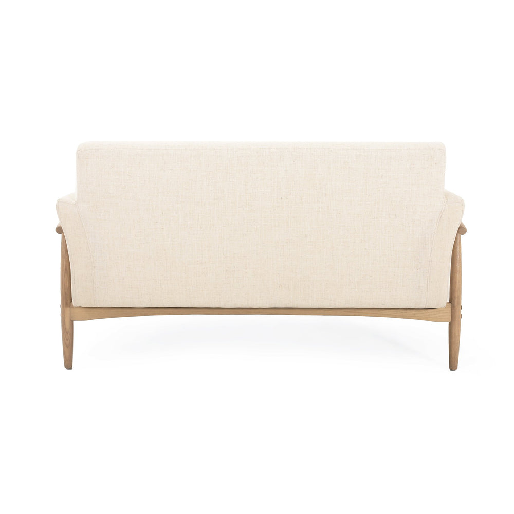 English Elm Christopher Knight Home® - Linen Flared Arms Loveseat Beige+Natural - Upholstered Fabric, Elm Wood Legs, Modern Cozy 57.5" W N771P294675M