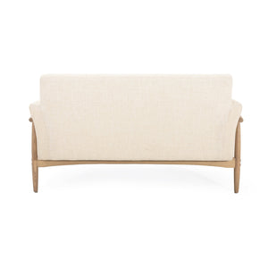 English Elm Christopher Knight Home® - Linen Flared Arms Loveseat Beige+Natural - Upholstered Fabric, Elm Wood Legs, Modern Cozy 57.5" W N771P294675M