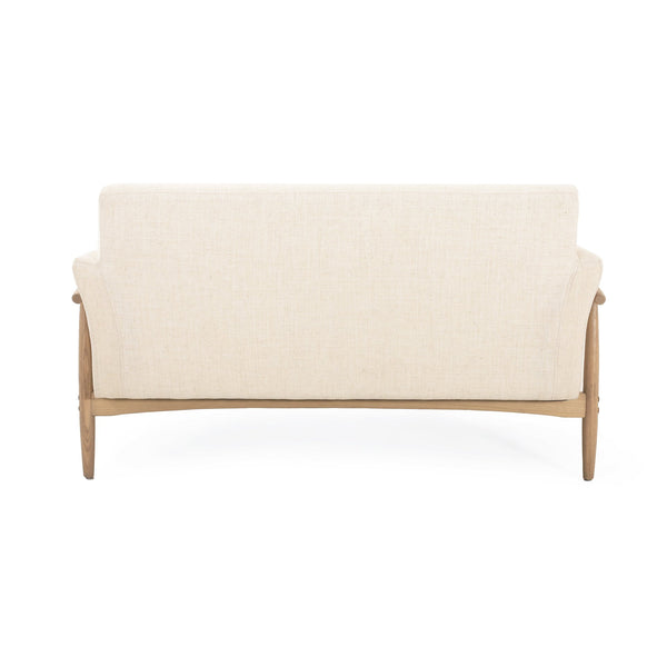 English Elm Christopher Knight Home® - Linen Flared Arms Loveseat Beige+Natural - Upholstered Fabric, Elm Wood Legs, Modern Cozy 57.5" W N771P294675M