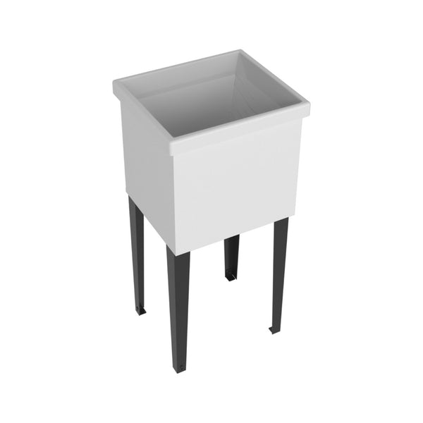 English Elm Bari Freestanding Plastic Utility Sink with Cabinet Storage for Laundry or Garage B070S00413