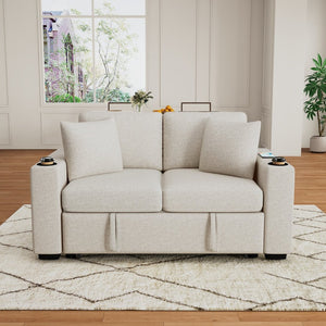 English Elm 101.2" Modular Chenille Sectional Sofa with Tufted Cushions and Deep Seating for Living Room Beige N719S001935A