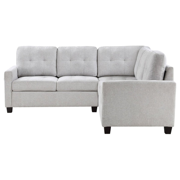 English Elm Creston Three Piece Fabric Sectional Sofa with Tufted Back and Track Arms Beige B062S01531