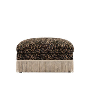 English Elm Ottoman Leopard Print Chenille Modular Sectional Sofa Tassel Trim Living Room Seating Black Brown W5656P454397