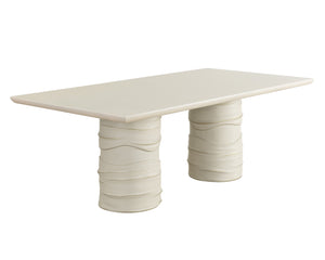 Sunpan Alanya Dining Table - Opulent Cream Concrete Design with Hand Painted Brass Accents for Elegance Rectangular - 84W x 44D x 30H