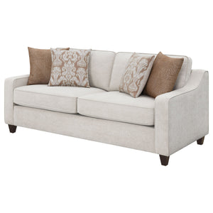 English Elm Mahaffey Christine Beige Chenille Upholstered Sofa with Sloped Track Arms, Tapered Legs, 81" L B062P357828