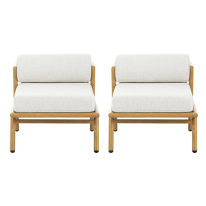 English Elm Christopher Knight Home® - La Fiora Teak-Finish Iron Club Chair Set of 2 with Off-White Outdoor Cushions, Weather-Resistant Luxe Seating N775P247389T