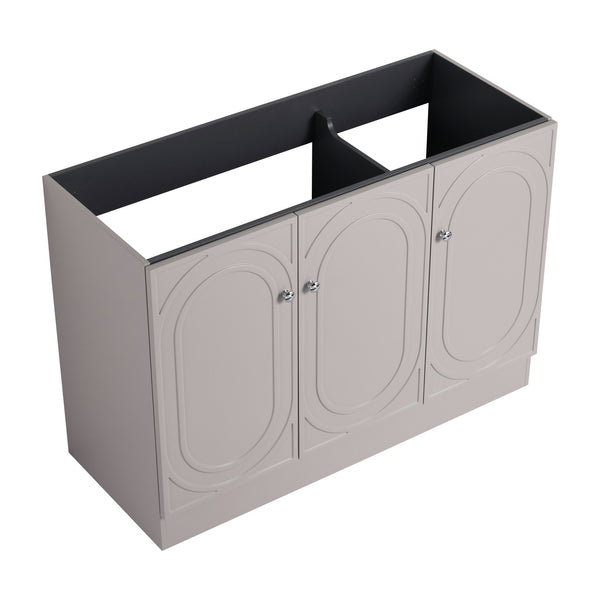 English Elm 48" Modern Freestanding Bathroom Vanity with Integrated Basin, Adjustable Shelf & 3 Metal Handles khaki W999P241062