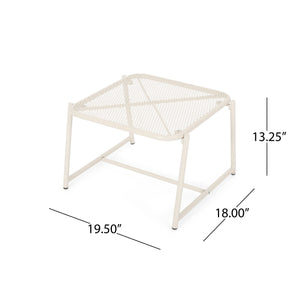English Elm Christopher Knight Home® - 3 Piece Seating Group Iron Patio Set in Ivory White with Mesh Chairs & Glass Top Side Table, RTA 65200.00WHI_65201.00WHI