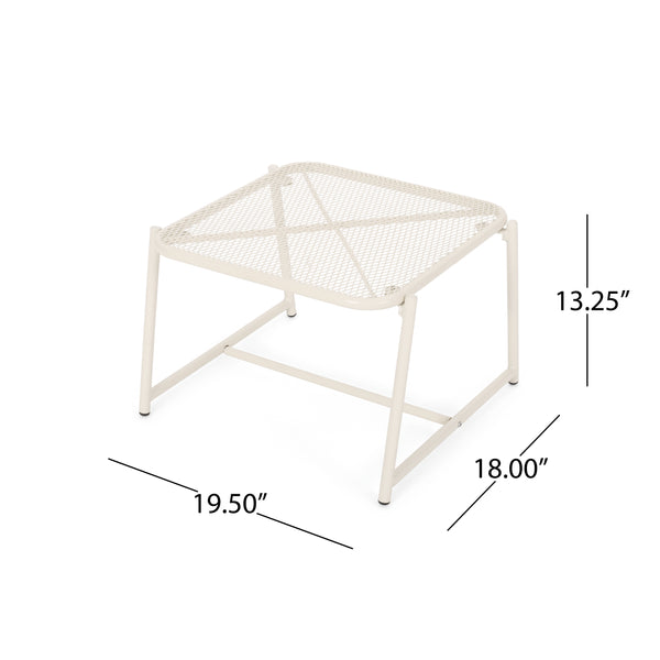 English Elm Christopher Knight Home® - 3 Piece Seating Group Iron Patio Set in Ivory White with Mesh Chairs & Glass Top Side Table, RTA 65200.00WHI_65201.00WHI