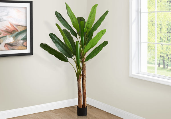 English Elm Artificial Monstera Tree 83" Tall Realistic Floor Plant with 78 Lush Leaves in Black Pot, No Maintenance Green 44 L x 10 W x 10 H B2710P287119