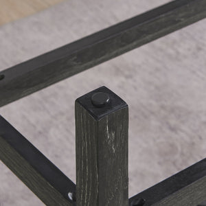English Elm 59 Inch Bar Table Set with Power Outlet Rubberwood Frame and 3 Linen Stools Black W2972P385253