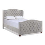 English Elm Marcella Upholstered Shelter Headboard Bed Set, Queen, Silver Grey Polyester