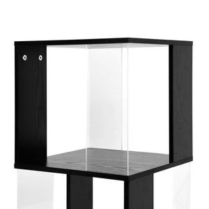 English Elm 5 tier rotating bookshelf with 360° swivel, large-capacity wood veneer rack with acrylic shelves and anti-tip base Black W409P167481