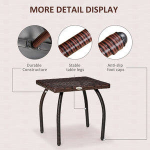 English Elm Outdoor Handwoven Pe Rattan Square Side Table for Balcony Patio and Backyard Use W2225P174040