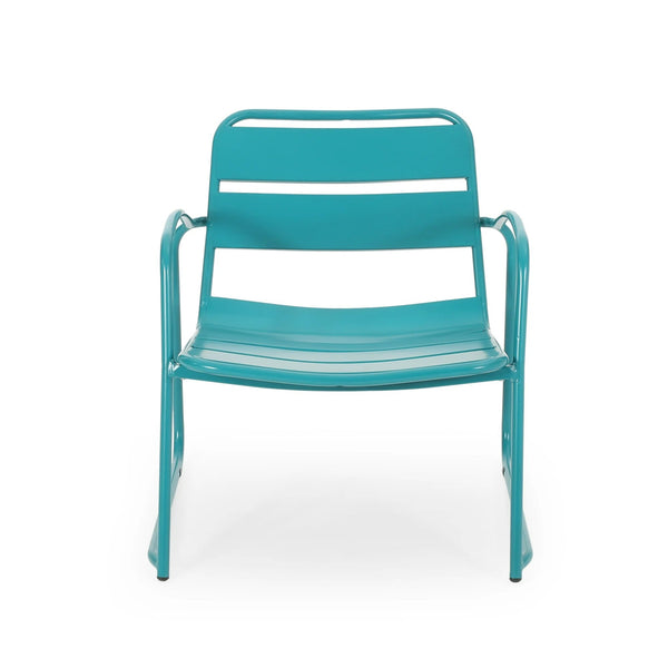 English Elm Christopher Knight Home® - CONRAD Modern Outdoor Chat Set with Powder-Coated Iron Frame, Open Slat Seats for Breezy Comfort Teal N775P250736T