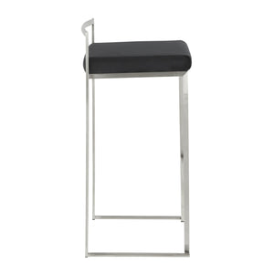 English Elm Fuji Contemporary Stackable Barstool Set Of 2 - Luxurious Black Velvet Cushion With Sleek Steel Frame B202P222169