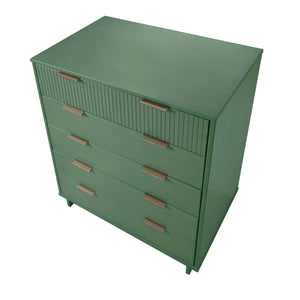 English Elm Granville 38" Sage Green Chest - Elegant 5-Drawer Storage With Gold Accents & Modern Design B365S00082