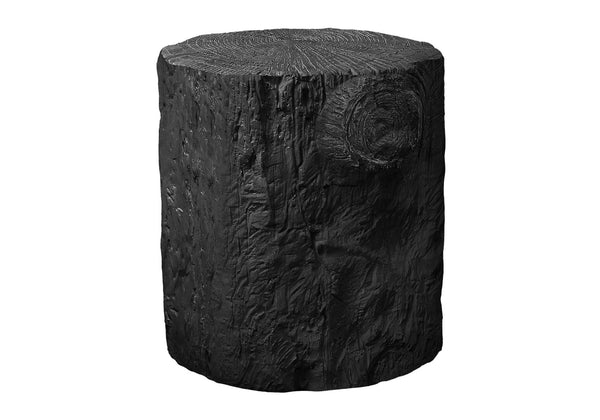 English Elm Accent Tree Stump Round Side Table Sculptural Matte Black Magnesium Oxide Indoor Outdoor B2710P461666