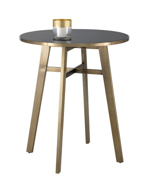 Sunpan Bronx Bar Table - Stylish Art Deco Design with Antique Brass Frame & Black Tempered Glass Top!