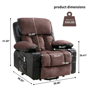 English Elm Power Electric Lift Lounge Chair For Elderly - Heating, Vibration Massage & Usb, Black Brown Comfort W1521P302657-GIGA