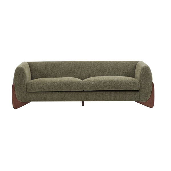 English Elm Christopher Knight Home® - 82Inches Olive Green Boucle Sherpa Sofa - Modern Comfort With Plush Cushions & Birch Legs, 82" Long N771P205090F_N771P205091F