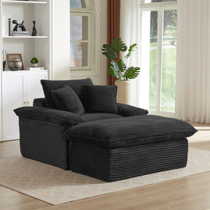 English Elm 51.97 modern cushioned compression single seat sofa with oversized footrest deep plush seating for comfort and support Black W3396P330952