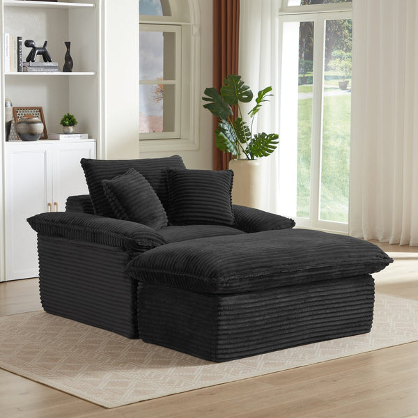English Elm 51.97 modern cushioned compression single seat sofa with oversized footrest deep plush seating for comfort and support Black W3396P330952