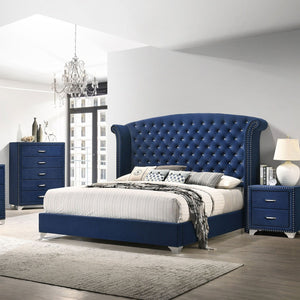 English Elm Kennedy Pacific Blue Upholstered 6-Drawer Dresser with Jeweled Hardware & Chrome Nailhead Glam Storage B062P378338