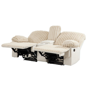English Elm Manual Reclining Corduroy Loveseat Wall Hugger with Cup Holders for Home Theater W3900S00001