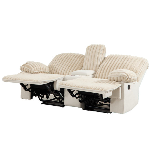 English Elm Manual Reclining Corduroy Loveseat Wall Hugger with Cup Holders for Home Theater W3900S00001