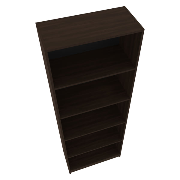 English Elm Fm Furniture Dam Bookcase - Slim Modern Design With 5 Open Shelves In Stained Walnut Finish For Storage B128P301394