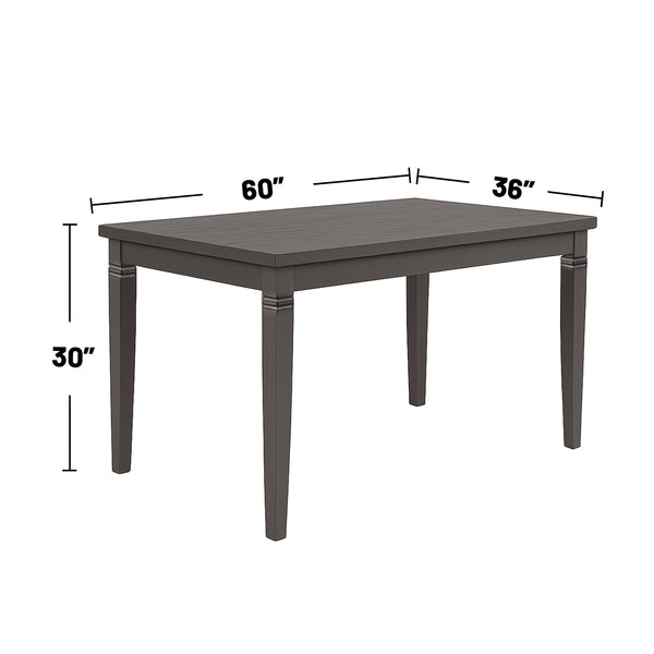 English Elm Dasher Grey 6-Piece Wood Dining Set with Textured Finish and Light Grey Upholstered Seats, Cozy Charm B016S00009
