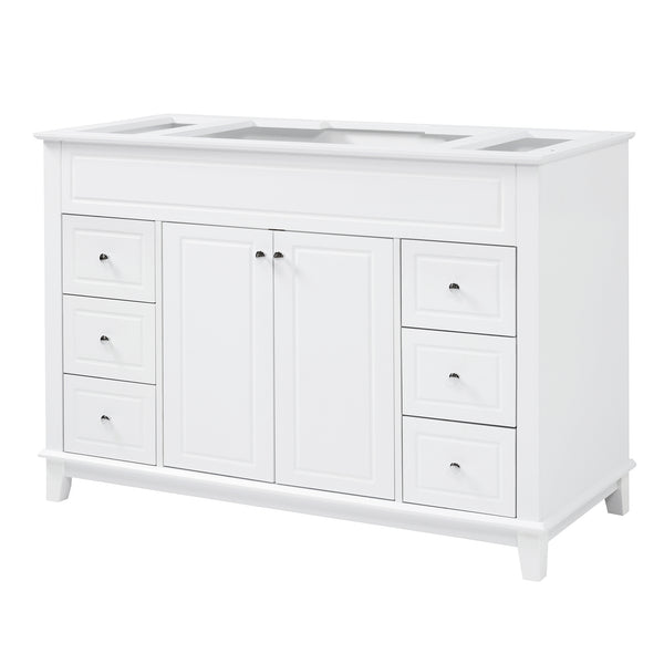 English Elm Christopher Knight Home® - 46" Bathroom Vanity Cabinet Only – 6 Soft-Close Drawers, Double Doors, Pine Legs, Open-Back Design N759P351752K