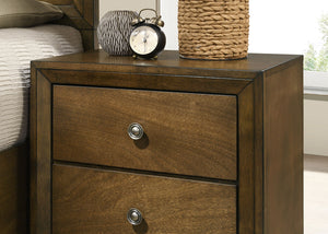 English Elm Walnut Transitional Nightstand 23.5"W x15"D x23"H – Engineered Wood, Dovetail Drawers, Zinc Bronze Knob B2741P326707