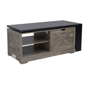 English Elm U-can Farmhouse Lift Top Coffee Table Barn Door Hidden Storage Living Room Brown+Black N724P351732E