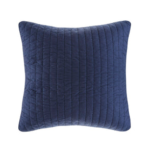 JLA Home INK+IVY - Cotton Quilted Euro Sham with Embroidered Texture, Breathable 26x26 Farmhouse Accent Pillow Cover Navy II11-1077