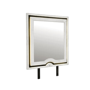 English Elm Isaiah Oversized Black & White Upholstered LED Mirror for Dresser — Large MDF Frame, Modern Glam B201P391221