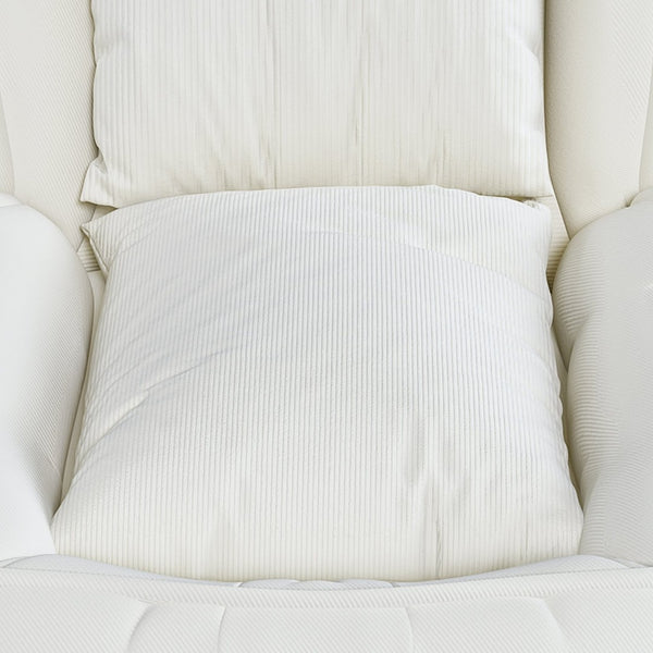 English Elm Upholstered Corduroy Floor Lounger Foldable Sofa Bed with 5 Reclining Positions Off White W2699P410740