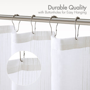 JLA Home Madison Park - Sheer Polyester Sheer Shower Curtain 72x72 in — Light-Filtering White Striped Texture, Machine Washable Privacy Option MP70-5783