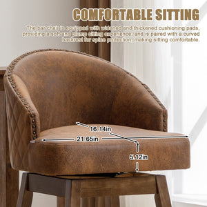 English Elm United We Win Quilted Microsuede Swivel Barstool with Wood Legs and Gold Rivet Trim W1568P361710