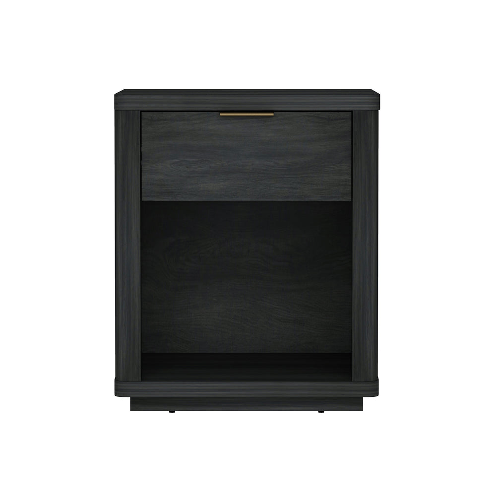 English Elm Evelyn 20" Charcoal Gray Nightstand With 1 Drawer & Open Shelf - Modern Design For Bedroom Storage B365P398530